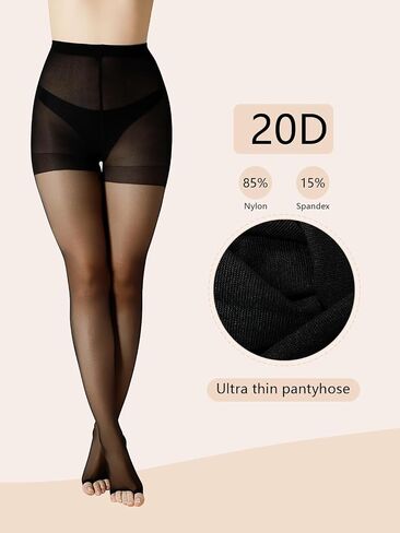 2 Pairs Women's Toeless Pantyhose - 20D Open Toe Sheer Tights Nylons Stockings with Control Top in Saudi Arabia