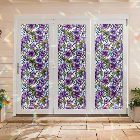 Violet Stained Glass Window Film, Decorative Violet Stained Glass Window Film with Size 17.7x78.7 inches N02 in Saudi Arabia