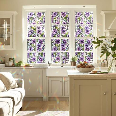 Violet Stained Glass Window Film, Decorative Violet Stained Glass Window Film with Size 17.7x78.7 inches N02 in Saudi Arabia