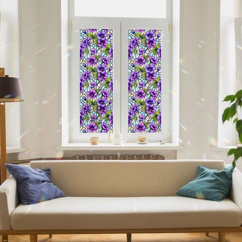 Violet Stained Glass Window Film, Decorative Violet Stained Glass Window Film with Size 17.7x78.7 inches N02 in Saudi Arabia