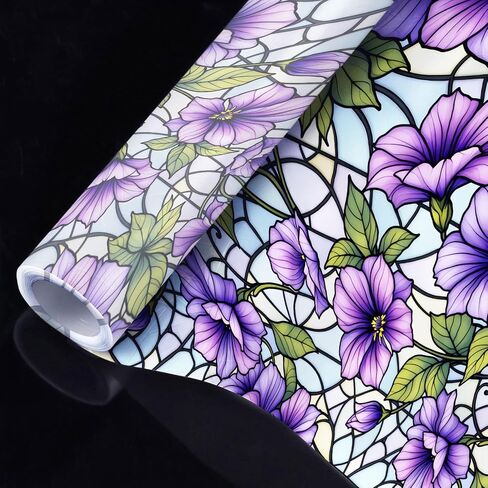 Violet Stained Glass Window Film, Decorative Violet Stained Glass Window Film with Size 17.7x78.7 inches N02 in Saudi Arabia