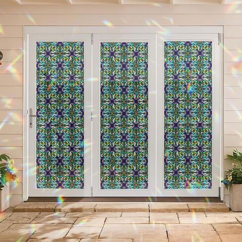 Violet Stained Glass Window Film, Decorative Violet Stained Glass Window Film with Size 17.7x78.7 inches N02 in Saudi Arabia