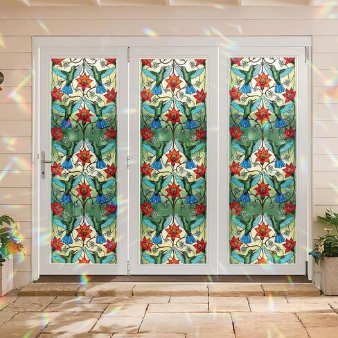 Violet Stained Glass Window Film, Decorative Violet Stained Glass Window Film with Size 17.7x78.7 inches N02 in Kuwait