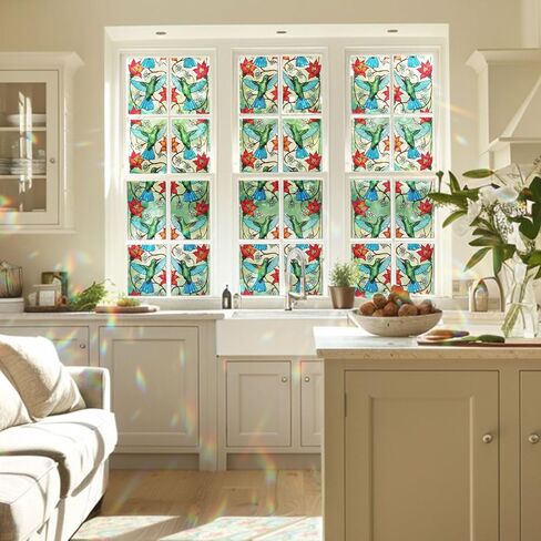 Violet Stained Glass Window Film, Decorative Violet Stained Glass Window Film with Size 17.7x78.7 inches N02 in Kuwait