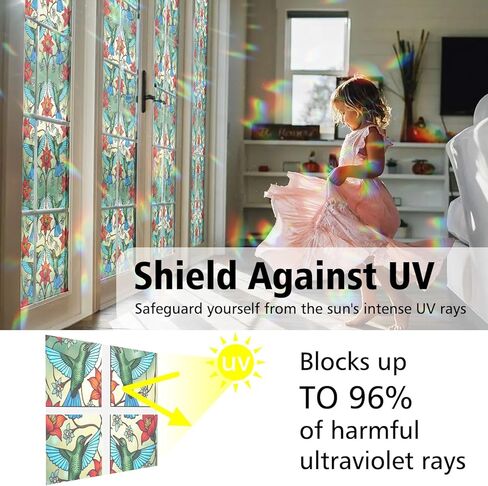 Violet Stained Glass Window Film, Decorative Violet Stained Glass Window Film with Size 17.7x78.7 inches N02 in Kuwait