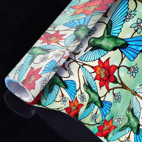 Violet Stained Glass Window Film, Decorative Violet Stained Glass Window Film with Size 17.7x78.7 inches N02 in Kuwait