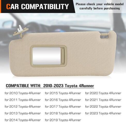 Right Side Side Sun Visor للفترة 2010-2023 Toyota 4runner Gray Sunvisor استبدال 74310-35B00-E1 ، تصميم قابل للتمديد in Saudi Arabia