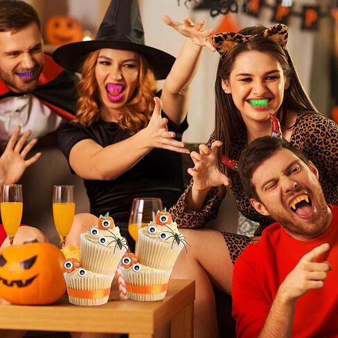 Hungdao 150 Pcs Halloween Plastic Vampire Teeth Vampire Fangs Including 100 Pcs Plastic Eye and 50 Dentures Fake Werewolf Teeth for DIY Dessert Donut Decoration Masquerade Party(Glow in The Dark) in Saudi Arabia