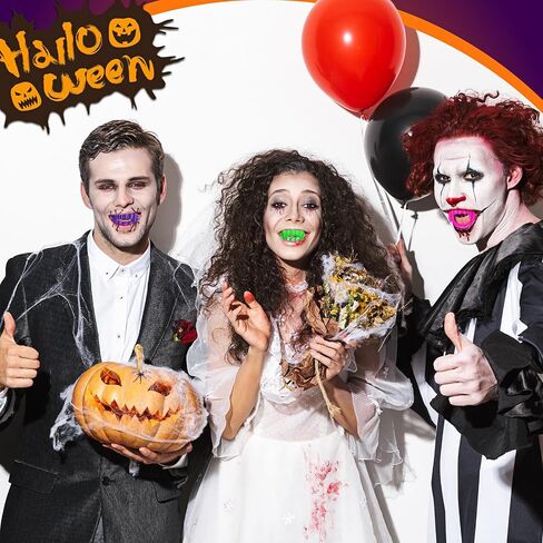 Hungdao 150 Pcs Halloween Plastic Vampire Teeth Vampire Fangs Including 100 Pcs Plastic Eye and 50 Dentures Fake Werewolf Teeth for DIY Dessert Donut Decoration Masquerade Party(Glow in The Dark) in Saudi Arabia