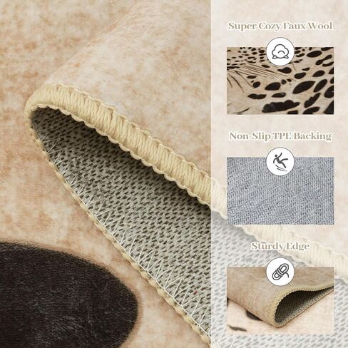 OJIA Leopard Print 5x7 Rugs for Living Room, Soft Ultra-Thin Washable Area Rugs for Bedroom Non-Slip Neutral Rug Non-Shedding Indoor Carpet Kids Rugs for Playroom Nursery Girls Boys Dorm Classroom in Kuwait