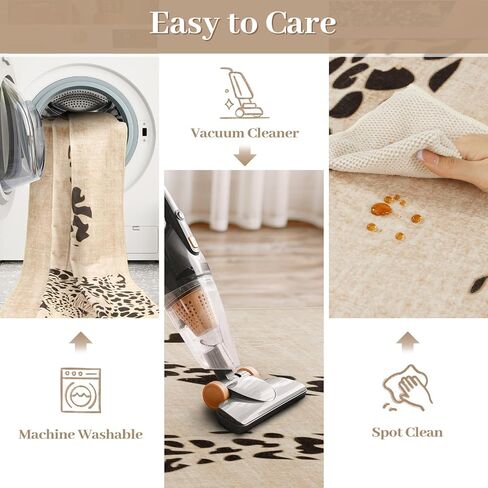 OJIA Leopard Print 5x7 Rugs for Living Room, Soft Ultra-Thin Washable Area Rugs for Bedroom Non-Slip Neutral Rug Non-Shedding Indoor Carpet Kids Rugs for Playroom Nursery Girls Boys Dorm Classroom in Kuwait