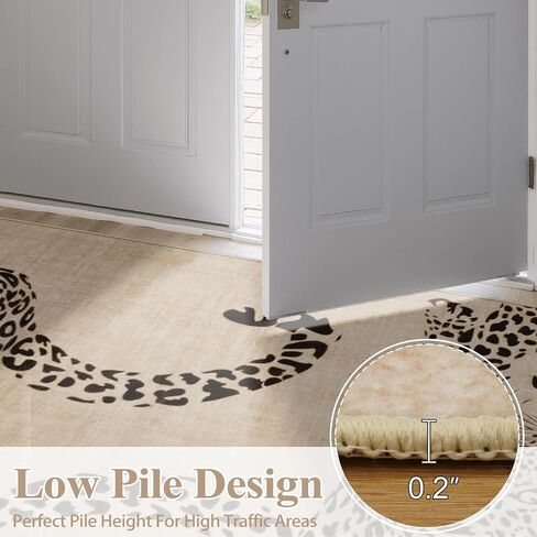 OJIA Leopard Print 5x7 Rugs for Living Room, Soft Ultra-Thin Washable Area Rugs for Bedroom Non-Slip Neutral Rug Non-Shedding Indoor Carpet Kids Rugs for Playroom Nursery Girls Boys Dorm Classroom in Kuwait