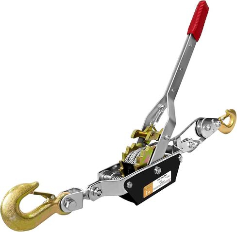 2T 10FT Come Along Winch Heavy Duty, 2 Gears Come Along Pulling Tool, Cable Winch Puller 2 Hooks, Come Along Power Puller Ratchet Tool, Manual Winch Ratchet Tool for Towing Lifting in Kuwait