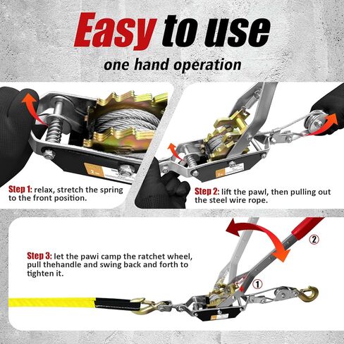2T 10ft تعال على طول Winch Heavy Duty ، 2 التروس تأتي على طول أداة سحب ، و Winch Winch Puller 2 ، وتأتي إلى أدوات Ratchet Power Power ، وأداة Ratchet اليدوية لرفع القطر in Kuwait