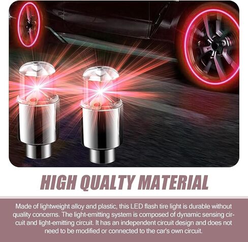 6 PCS Car Tire Valve Light, PVC + Metal Shell Vibration Sensor Breathing Flash Valve Stem Light, for Cars (Red) in Saudi Arabia