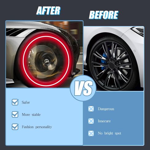 6PCS Car Tire Valve Light, LED Wheel Lights, Waterproof LED Flashing Light, Universal Car Exterior Accessories Neon Flash Light Tire Valve Lights Compatible with Car Motorcycle (Red) in Kuwait