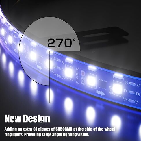 SUNPIE RGB Wheel Lights, 15.5inch Wheel Light for Truck for All Vehicle with 18 or 19inch Tire, Rim Lights Ring Sync to Music Color Changing with Remote and Switch Extension Wire in Saudi Arabia