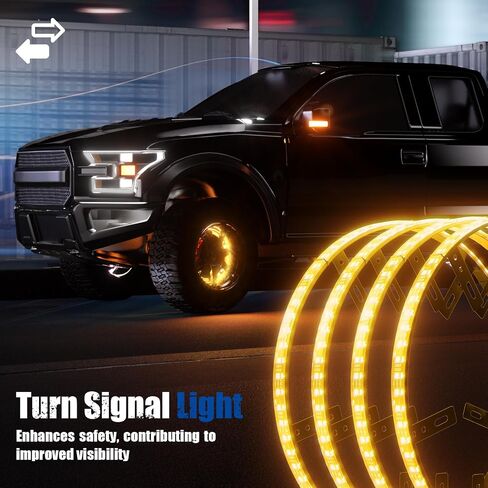 SUNPIE RGB Wheel Lights, 15.5inch Wheel Light for Truck for All Vehicle with 18 or 19inch Tire, Rim Lights Ring Sync to Music Color Changing with Remote and Switch Extension Wire in Saudi Arabia