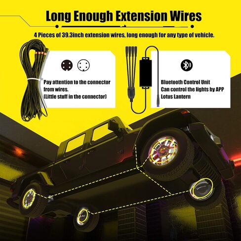 SUNPIE RGB Wheel Lights, 15.5inch Wheel Light for Truck for All Vehicle with 18 or 19inch Tire, Rim Lights Ring Sync to Music Color Changing with Remote and Switch Extension Wire in Saudi Arabia