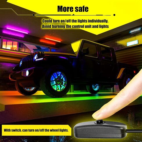 SUNPIE RGB Wheel Lights, 15.5inch Wheel Light for Truck for All Vehicle with 18 or 19inch Tire, Rim Lights Ring Sync to Music Color Changing with Remote and Switch Extension Wire in Saudi Arabia