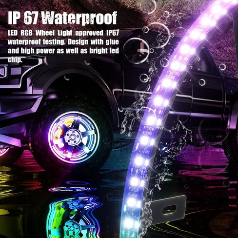 SUNPIE RGB Wheel Lights, 15.5inch Wheel Light for Truck for All Vehicle with 18 or 19inch Tire, Rim Lights Ring Sync to Music Color Changing with Remote and Switch Extension Wire in Saudi Arabia