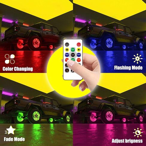 SUNPIE RGB Wheel Lights, 15.5inch Wheel Light for Truck for All Vehicle with 18 or 19inch Tire, Rim Lights Ring Sync to Music Color Changing with Remote and Switch Extension Wire in Saudi Arabia