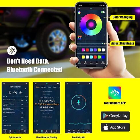 SUNPIE RGB Wheel Lights, 15.5inch Wheel Light for Truck for All Vehicle with 18 or 19inch Tire, Rim Lights Ring Sync to Music Color Changing with Remote and Switch Extension Wire in Saudi Arabia