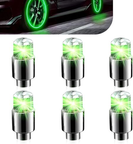 6 PCS Car Tire Valve Light, PVC + Metal Shell Vibration Sensor Breathing Flash Valve Stem Light, for Cars (Red) in Saudi Arabia