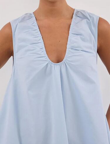 Missactiver Women's Women's Babydoll Tank Mini Dress Dress Drick Ruched Short Fress مع جيب الجيوب الصيفية للحفلات in Kuwait