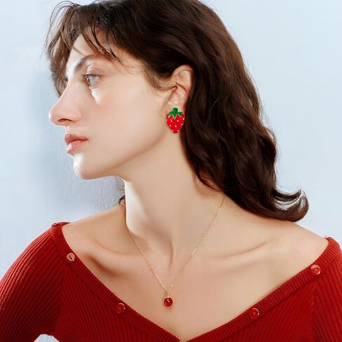 مقطع لطيف تحت عنوان الفاكهة على أقراط غير تقليدي y2k لا يوجد مجوهرات أذن ثقب للنساء in Kuwait