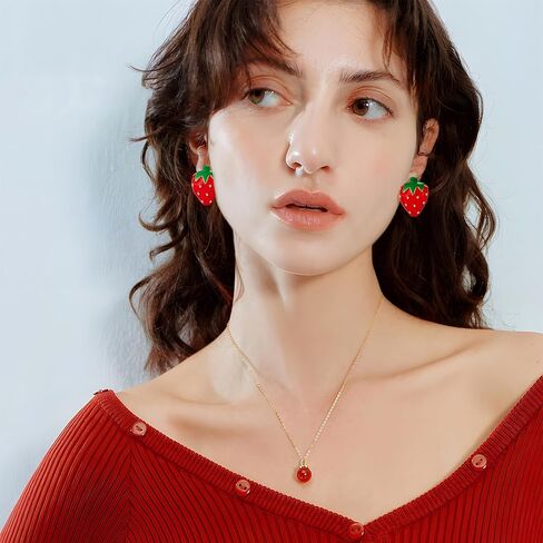 مقطع لطيف تحت عنوان الفاكهة على أقراط غير تقليدي y2k لا يوجد مجوهرات أذن ثقب للنساء in Kuwait