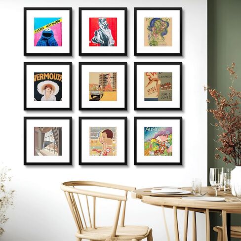 Golden State Art 12x12 Black Frame Use as 8x8 Picture Frame with White Mat or 12x12 Picture Frame without Mat - Solid Wood and Tempered Glass-Wall Display (1 Pack) in Kuwait