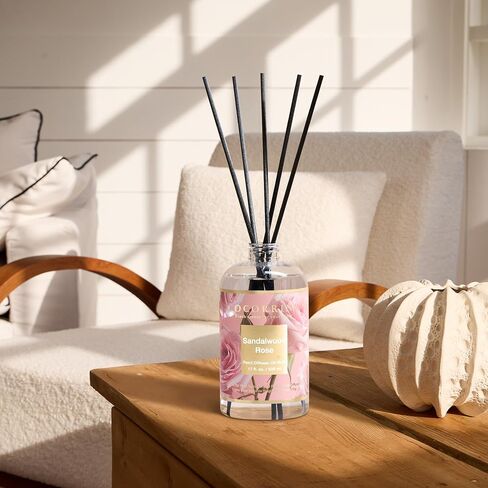Cocorrína Reed Diffuser Oil Refill Sandalwood Rose 16.9oz (500ml) with 8 Sticks - Premium Long-Lasting Floral Essential Oil, Home Fragrance for Bedroom, Bathroom Home Decor in Saudi Arabia