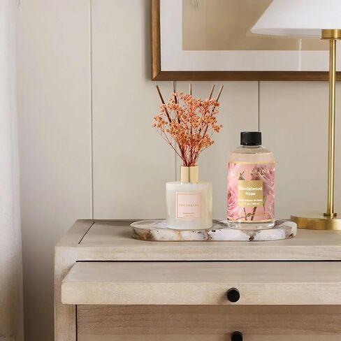 Cocorrína Reed Diffuser Oil Refill Sandalwood Rose 16.9oz (500ml) with 8 Sticks - Premium Long-Lasting Floral Essential Oil, Home Fragrance for Bedroom, Bathroom Home Decor in Saudi Arabia