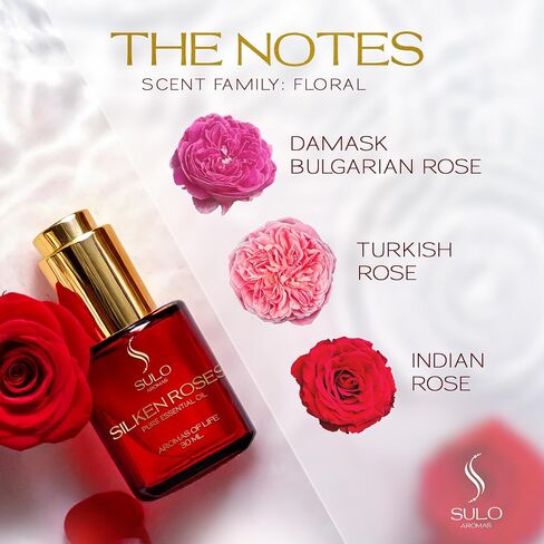 Silken Roses Luxury Essential Oil for Diffuser – Pure Bulgarian Damask, Turkish & Indian Rose – Premium Aromatherapy & Relaxation Fragrance Oil for Reed & Electric Diffusers | 30ml in Kuwait