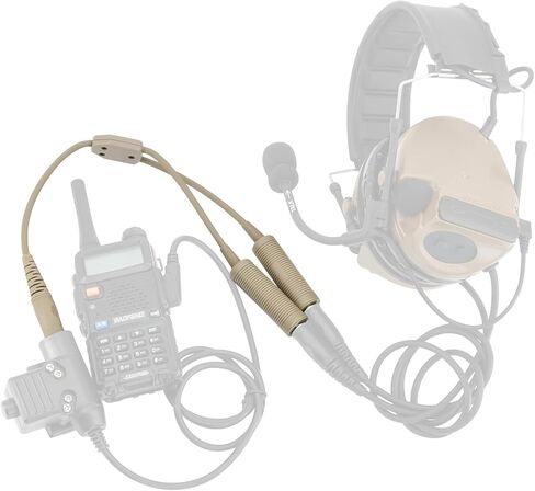 HEARFALCOM Tactical Dual Pass to Single Pass Cable Headset Adapter Compatible with Comtac SORDIN Tactical Headset for Hunting Shooting (BK) in Kuwait