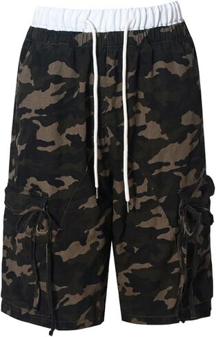 Women's Camo Shorts Elastic Waist Casual Loose Fit High Waisted Camo Short Comfy Multi Pocket Camouflage Shorts in Kuwait