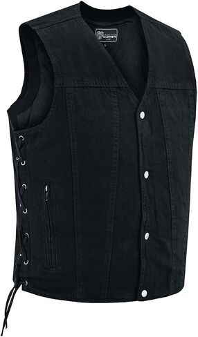 Vance Men's V-Neck Denim Vest for Motorcycle Riders with Conceal Carry Pockets in Saudi Arabia