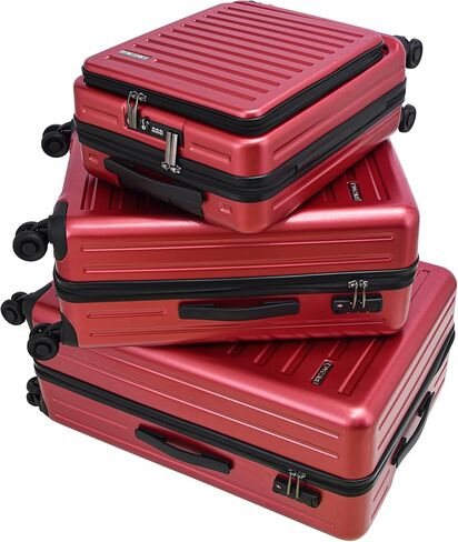 3Pcs (20/24/28) Luggage Set, HardShell Lightweight, Only 20" with Front Pocket, 21.65*15.35*7.87" Fits Overhead Cabin, 24" (26*17.7*10.2") and 28" (19.68*11.81*29.92") Checked Luggage, Red in Kuwait