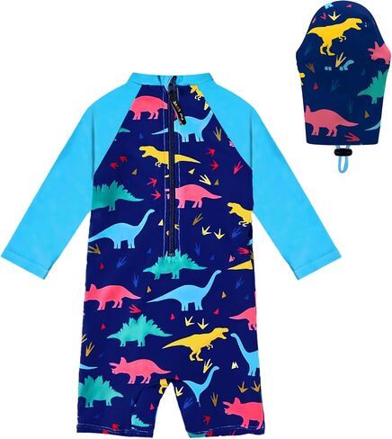 weVSwe Baby Swimsuit UPF 50+ Sun Protection Long Sleeve Toddler Bathing Suit Boy Girls with Adjustable Sun Hat 0-3 Years in Kuwait