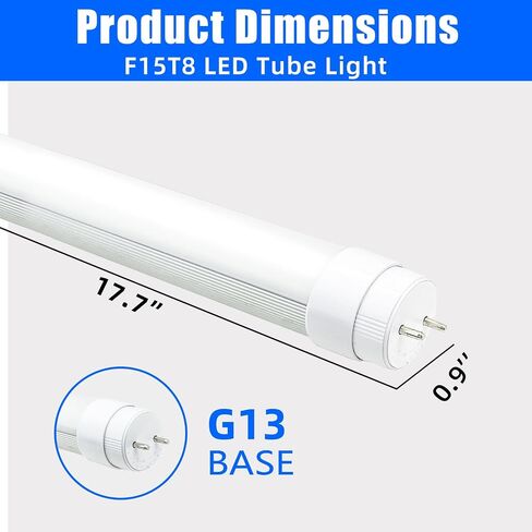 4 Pack F15T8 Led Tube Light,120V,7W,18 Inch Led,5000K Daylight White,F15T8 LED Rotatable End Caps,Frosted Cover,F15T8 LED Tube Light Replacement for Bulb. in Saudi Arabia