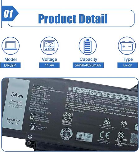بطارية كمبيوتر محمول XVJNP متوافقة مع Dell Latitude 5430 7330 Rugged Extreme P148G P148G001 P149G P149G001 Series 6JRCP 06JRCP M0TN3 0M0TN3 KD1CT 451-BCWQ 11.4V 53.5Wh in Saudi Arabia