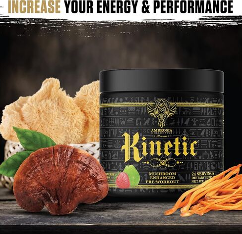 Ambrosia الحركي العضوي مسبقا ، الفطر مكملات ما قبل التمرين الطبيعية ، مسحوق الأطعمة الفائقة nootropic للطاقة (الفراولة الجوافة) in Kuwait