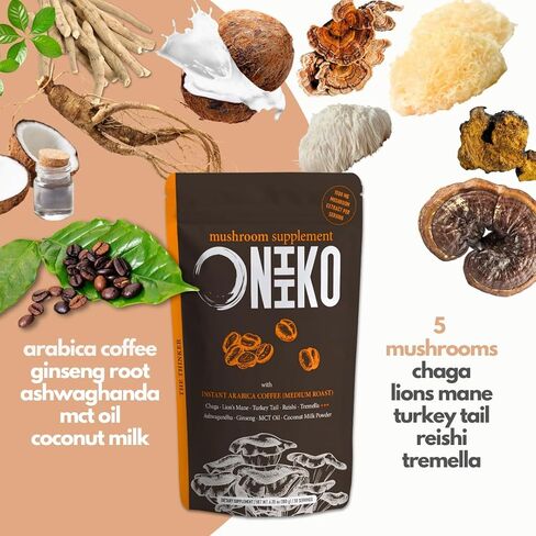 ملحق Oniiko Mushroom مع الكركم +++ 5 مستخلصات فطر وظيفية (1500 ملجم / وجبة) ، إمدادات مدتها شهر واحد (30 × 6G حصة) / (6.35 أوقية / 180 جم ، مقتطفات الفطر مع الكركم) in Saudi Arabia