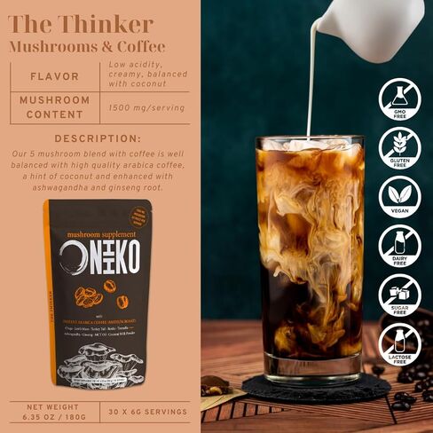 ملحق Oniiko Mushroom مع الكركم +++ 5 مستخلصات فطر وظيفية (1500 ملجم / وجبة) ، إمدادات مدتها شهر واحد (30 × 6G حصة) / (6.35 أوقية / 180 جم ، مقتطفات الفطر مع الكركم) in Saudi Arabia