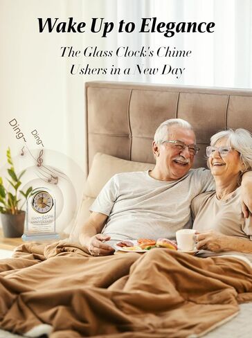 Timeless Anniversary Clock - Perfect 50th Wedding for Parents, Couples, Women & Men - Unique Golden for Husband & Wife - Elegant Alarm Clock in Saudi Arabia