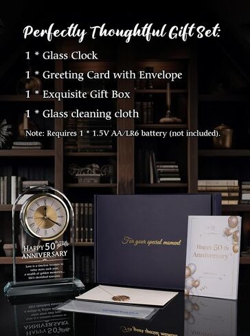 Timeless Anniversary Clock - Perfect 50th Wedding for Parents, Couples, Women & Men - Unique Golden for Husband & Wife - Elegant Alarm Clock in Saudi Arabia