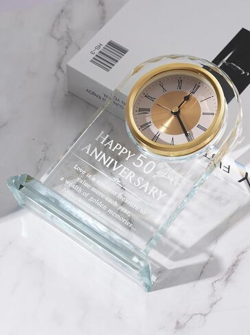 Timeless Anniversary Clock - Perfect 50th Wedding for Parents, Couples, Women & Men - Unique Golden for Husband & Wife - Elegant Alarm Clock in Saudi Arabia