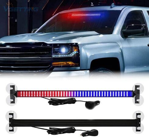 80 LED Red Blue Windshield Strobe Light Bar Traffic Advisor Light 12 Flashing Mode Law Enforcement Emergency Warning Light for Vehicles with Suction Cups in Saudi Arabia