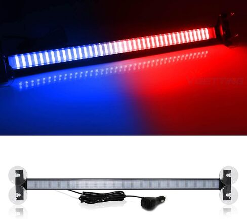 80 LED Red Blue Windshield Strobe Light Bar Traffic Advisor Light 12 Flashing Mode Law Enforcement Emergency Warning Light for Vehicles with Suction Cups in Saudi Arabia